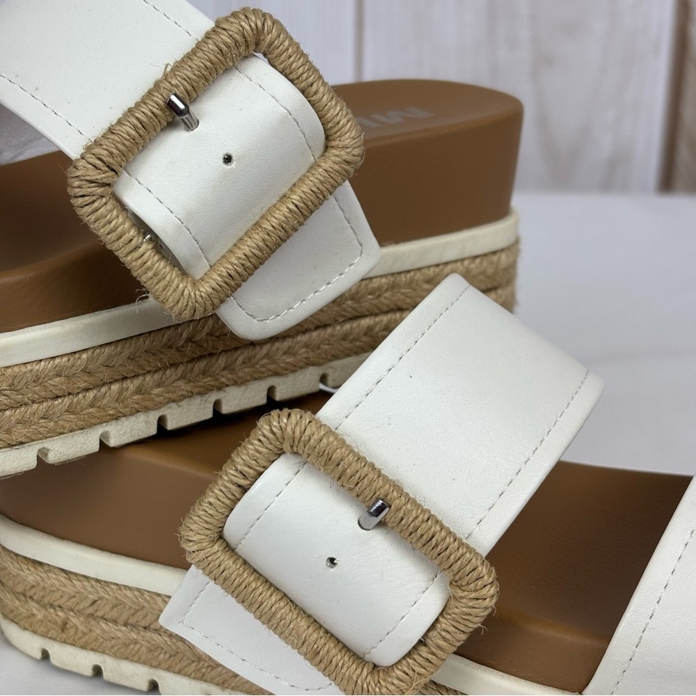 MIA Platform Espadrille Sandals Buckle Casual Slip On Slides White Size 7 - Picture 11 of 15